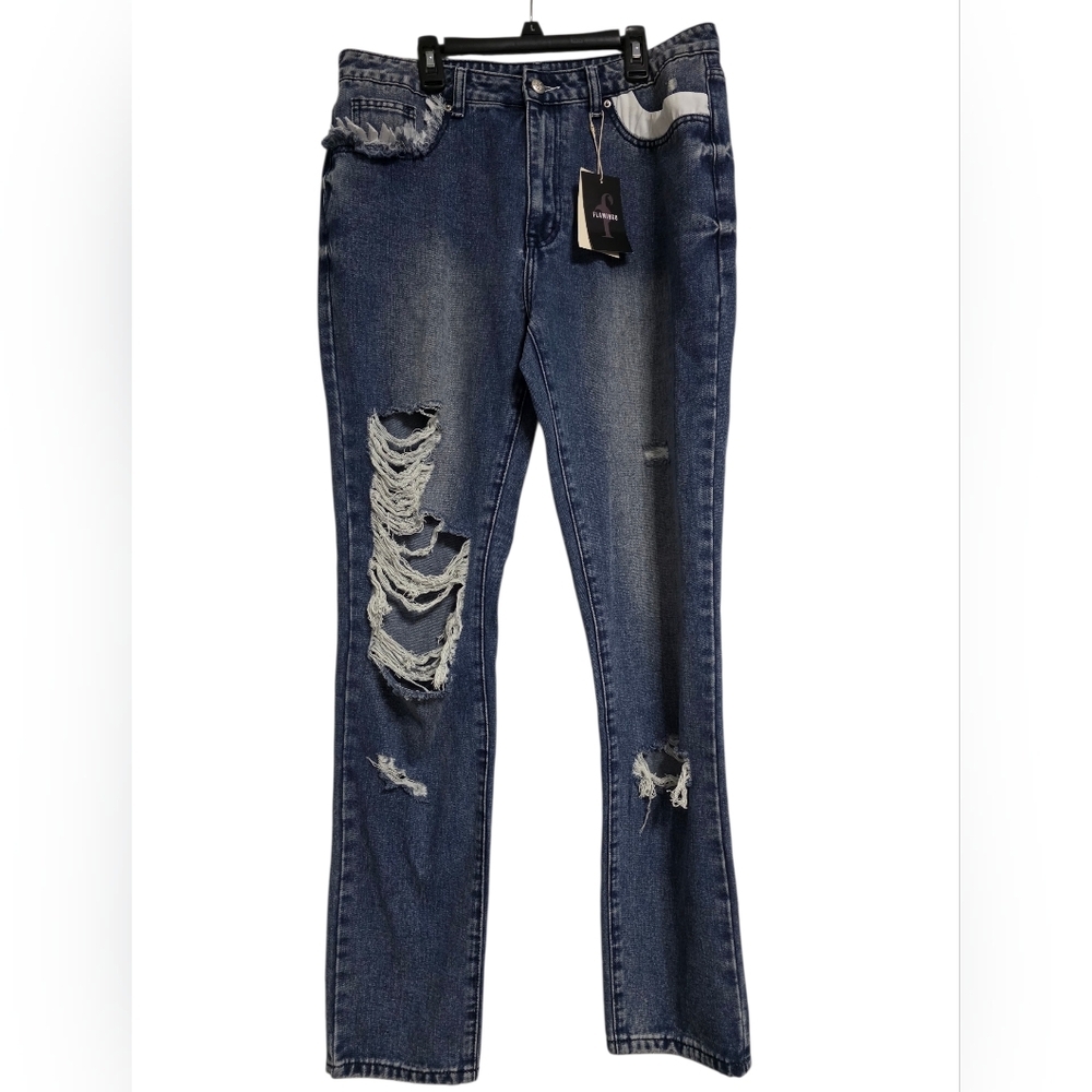 Flamingo Distressed Blue Jeans Size Large 12-14